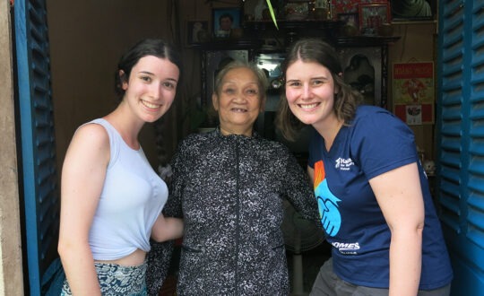 Megan (on the left) and Alanna (on the right) joined with Hoa in the photo. 